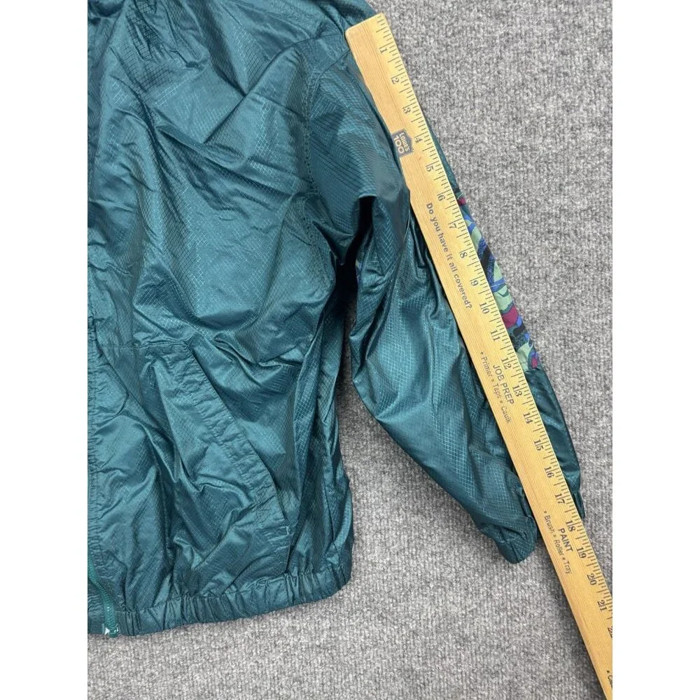Columbia Jacket Youth 14/16 Green Nylon Hooded Windbreaker Lined‎ 90s Colorblock